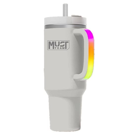 Ποτήρι Θερμός Must Team Ανοξείδωτος 900ml με Καλαμάκι και RGB Φως 22,5χ13,7εκ.Γκρι 000587608