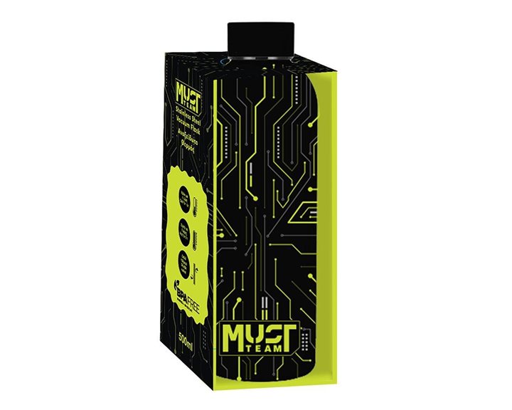 Παγούρι Θερμός Must Team Ανοξείδωτος 500ml 7,4χ22,2εκ. Μαύρο Tech Πράσινο 000587502