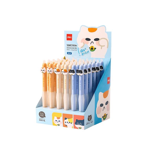 Deli Στυλό που Σβήνει Κουμπί Gel Μπλε 0.5mm EG345-BL