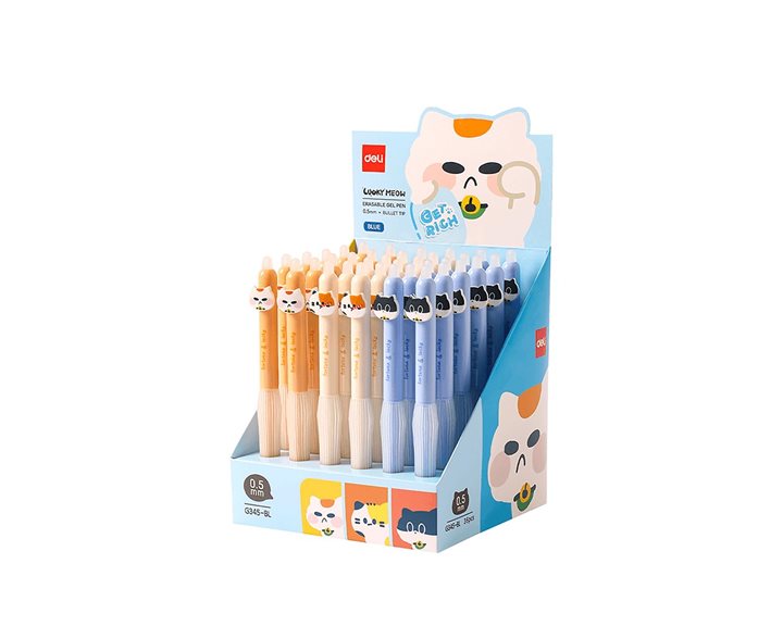 Deli Στυλό που Σβήνει Κουμπί Gel Μπλε 0.5mm EG345-BL