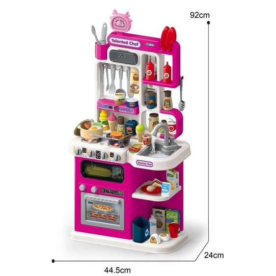 Κουζίνα 92εκ. Luna Toys με φως, ήxο και Σπρέι Νερού Ροζ 95 τμχ., 49x13x66εκ.  000623326