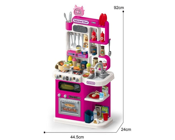 Κουζίνα 92εκ. Luna Toys με φως, ήxο και Σπρέι Νερού Ροζ 95 τμχ., 49x13x66εκ.  000623326