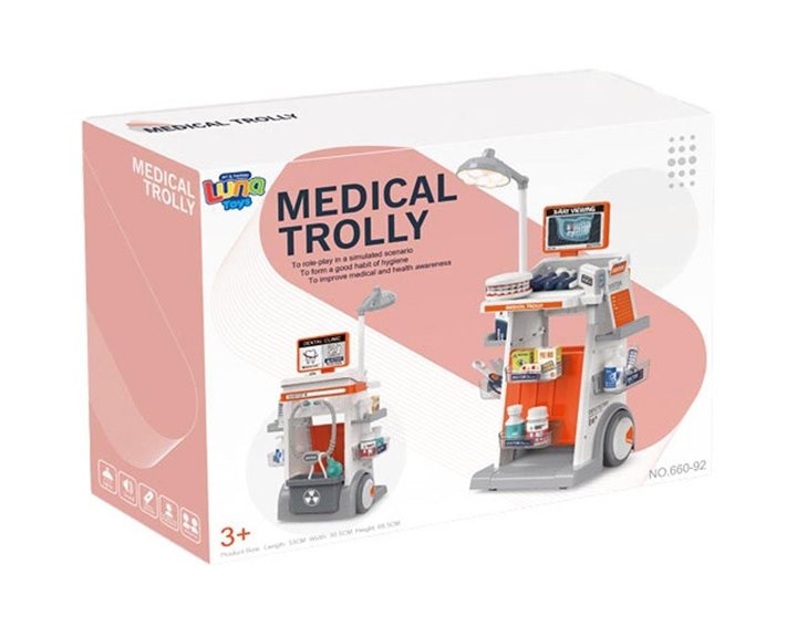 Οδοντιάτρου Τρόλευ Luna Toys Σετ 68,5εκ. με φως και ήxο 26τμχ. 43x15x33εκ. 000623329