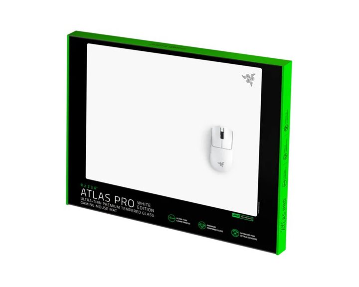 Razer ATLAS PRO White - Gaming Mouse Mat - 1.9mm Premium Tempered Glass - Scratch Resistant