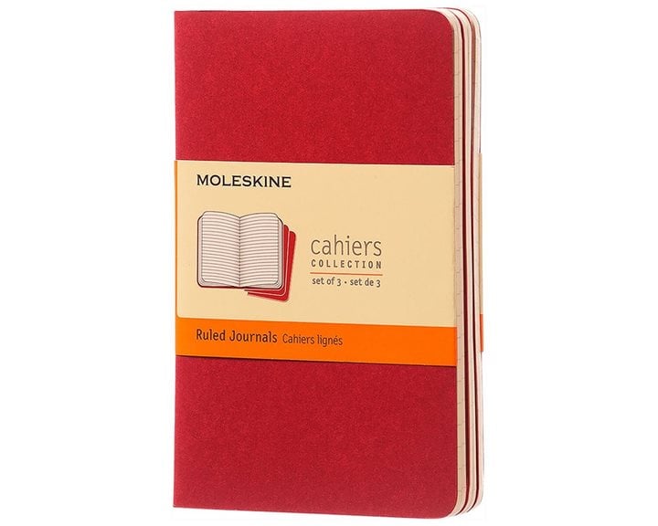 Moleskine Σημειωματάριο Ruled Cahier L Cranberry Red 3τμχ Σετ 13x21cm
