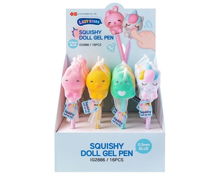 Lazy Stars Squishy Στυλό Gel Mini 0.5mm 4σχέδια Μπλε