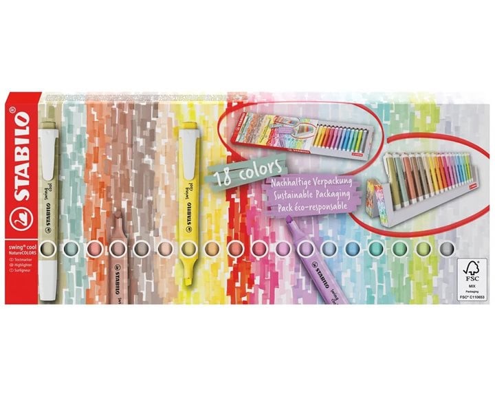 Μαρκαδόροι Stabilo Swing Deskset 18τμχ Pastel & Nature 275/18-02