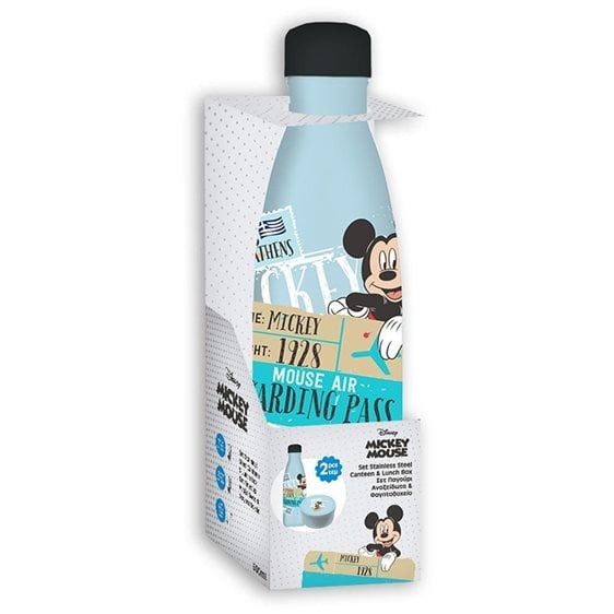 Σετ Παγούρι Ανοξείδωτο 500ml με Φαγητοδοχείο PP130ml Hello Greece Mickey 000566081