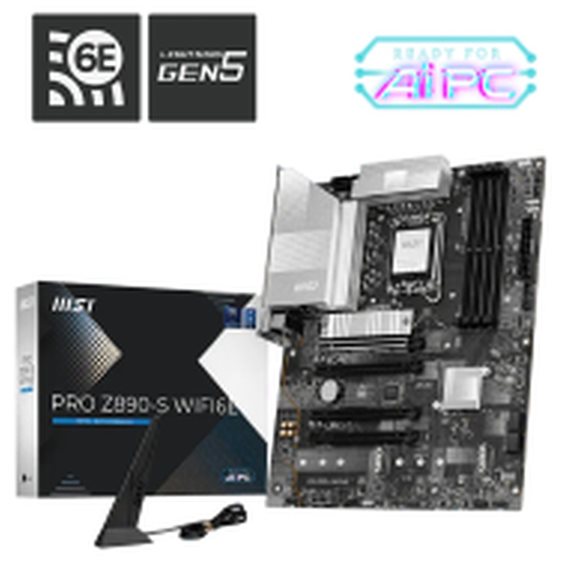 MSI MB PRO Z890-S WIFI6E, SOCKET INTEL LGA1851, CS INTEL Z890, 4 DIMM SOCKETS DDR5, DP/ HDMI, PCI-E GEN 5.0, 2.5G LAN, WIFI6E, ATX, 3YW.