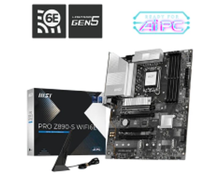 MSI MB PRO Z890-S WIFI6E, SOCKET INTEL LGA1851, CS INTEL Z890, 4 DIMM SOCKETS DDR5, DP/ HDMI, PCI-E GEN 5.0, 2.5G LAN, WIFI6E, ATX, 3YW.