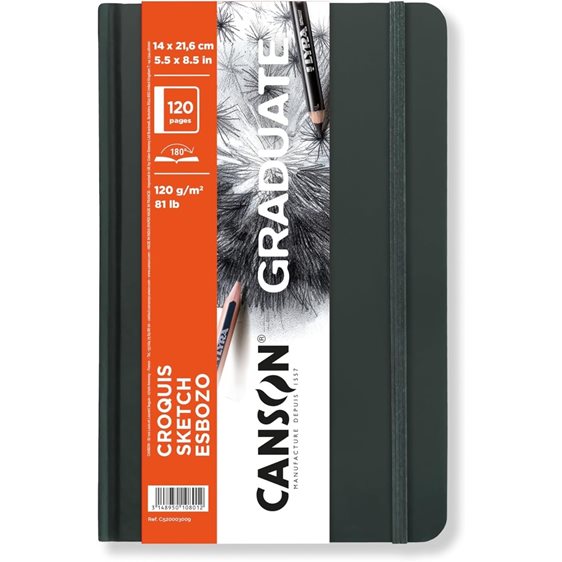 Graduate Canson Sketch Notes Hardcover Book Blue 90gr 14x21.6cm184 pages
