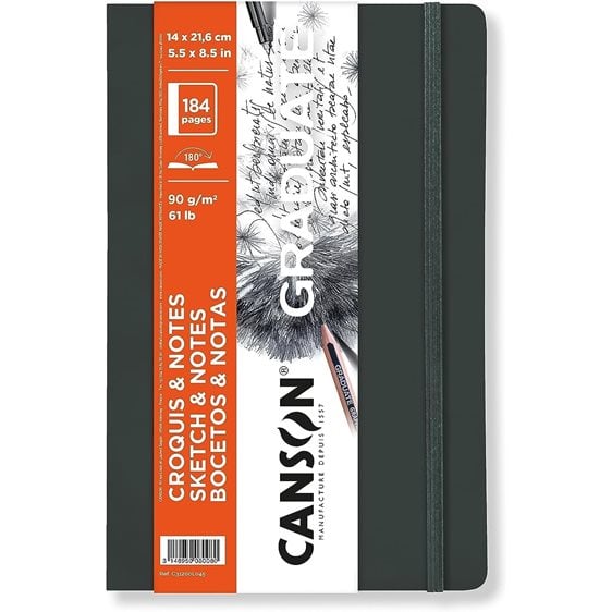 Graduate Canson Sketch Notes Grey Book 90gr 14x21.6cm184 pages