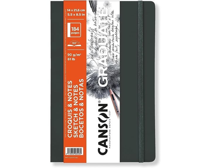 Graduate Canson Sketch Notes Grey Book 90gr 14x21.6cm184 pages