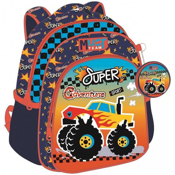 Τσάντα Πλάτης Νηπίου Must Team 27χ10χ31εκ. 2Θήκες Monster Car 000587443