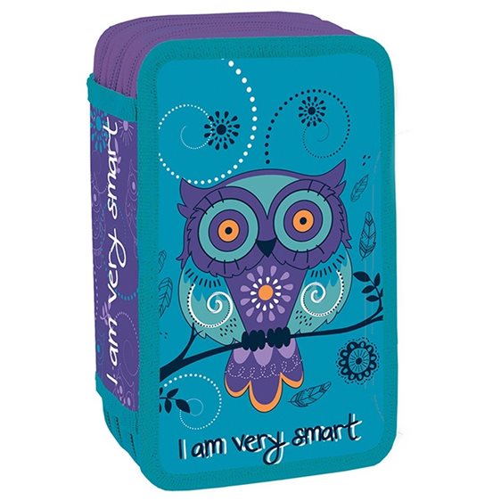 Scool Κασετίνα Τριπλή Γεμάτη 20χ14χ6.5εκ. Owl