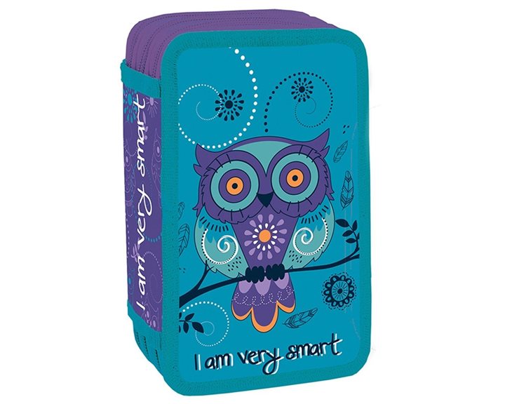 Scool Κασετίνα Τριπλή Γεμάτη 20χ14χ6.5εκ. Owl