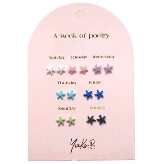 Yuko B Σκουλαρίκια  A Week Of Poetry Sea Stars 7 Ζευγάρια YB-500-321