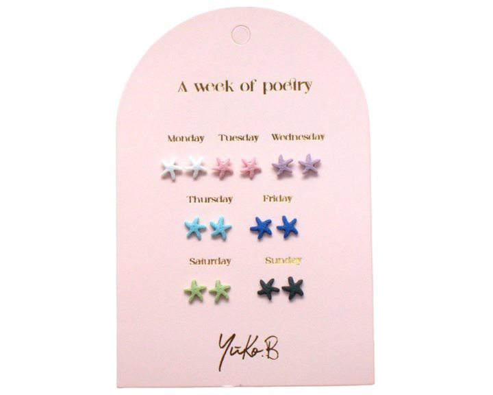 Yuko B Σκουλαρίκια  A Week Of Poetry Sea Stars 7 Ζευγάρια YB-500-321