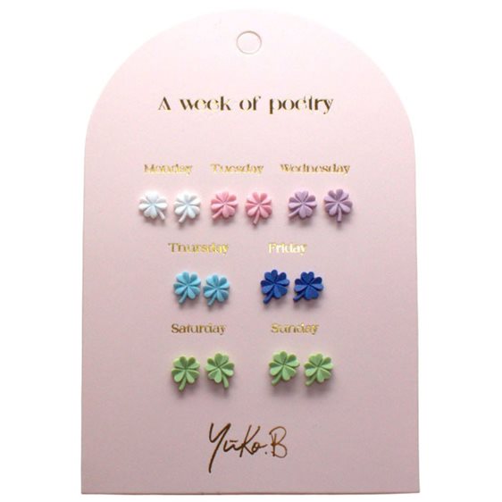 Yuko B Σκουλαρίκια  A Week Of Poetry Luck 7 Ζευγάρια YB-500-322