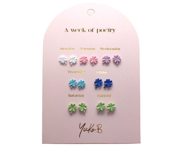 Yuko B Σκουλαρίκια  A Week Of Poetry Luck 7 Ζευγάρια YB-500-322