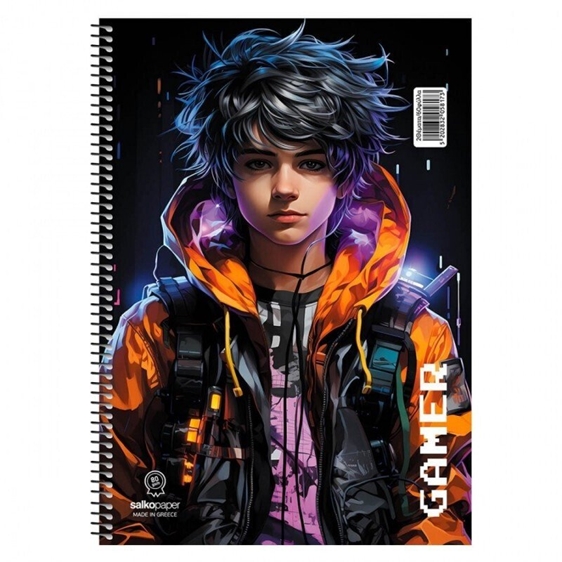 Τετράδιο Σπιράλ 17x25 Salko Gamer 1θ. 30φύλλα.