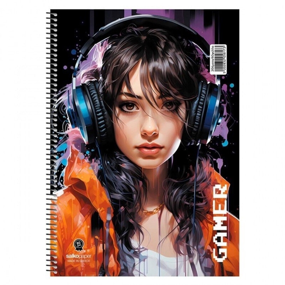 Τετράδιο Σπιράλ 17x25 Salko Gamer 4θ. 120φύλλα.