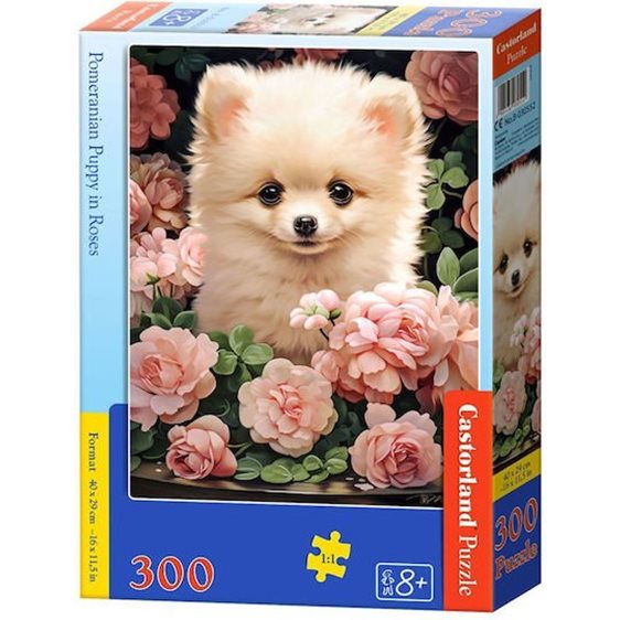 Παζλ Castorland 300τμχ 40x29cm Pomeranian Puppy In Roses B-030552