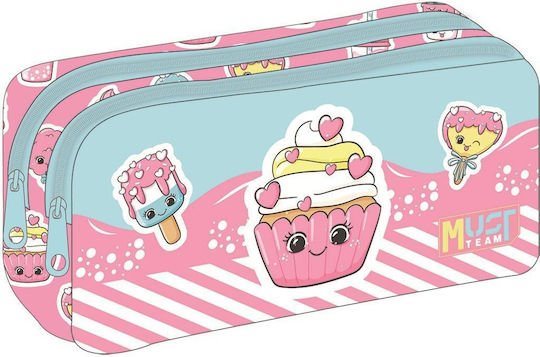 Κασετίνα Must Team 2 Φερμουάρ 21x6x9cm Pink Cupcake 000587563