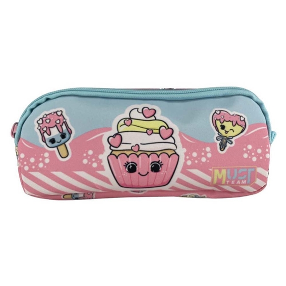 Κασετίνα Must Team 2 Φερμουάρ 21x6x9cm Pink Cupcake 000587563