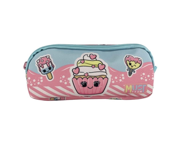 Κασετίνα Must Team 2 Φερμουάρ 21x6x9cm Pink Cupcake 000587563