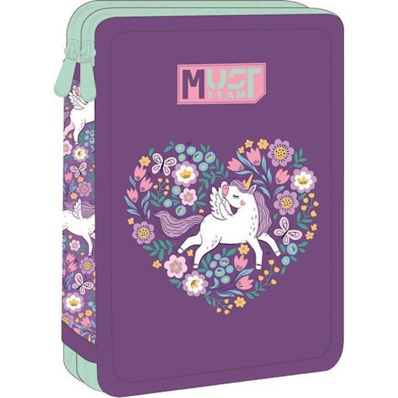Κασετίνα Must Διπλή Γεμάτη 15χ5χ21 Purple Unicorn 000587584