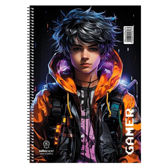 Τετράδιο Σπιράλ 17x25 Salko Gamer 2θ. 60φύλλα.