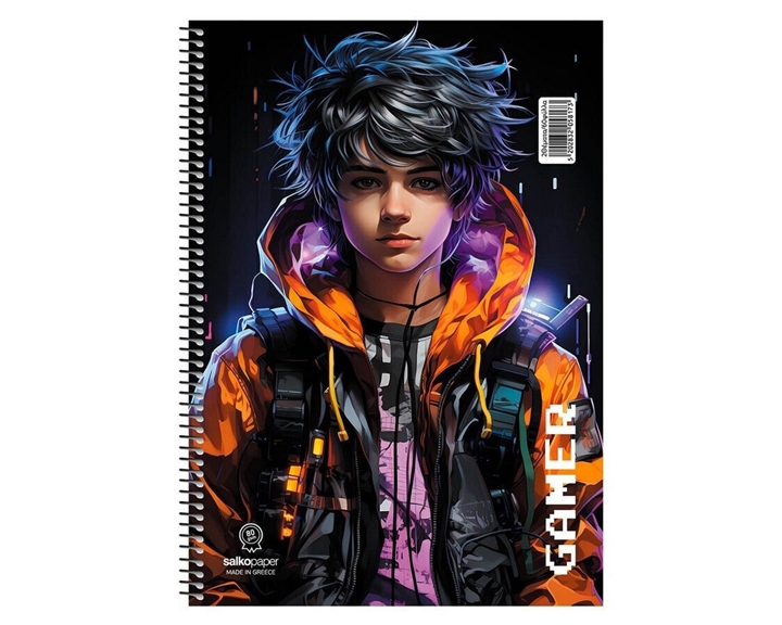 Τετράδιο Σπιράλ 17x25 Salko Gamer 2θ. 60φύλλα.