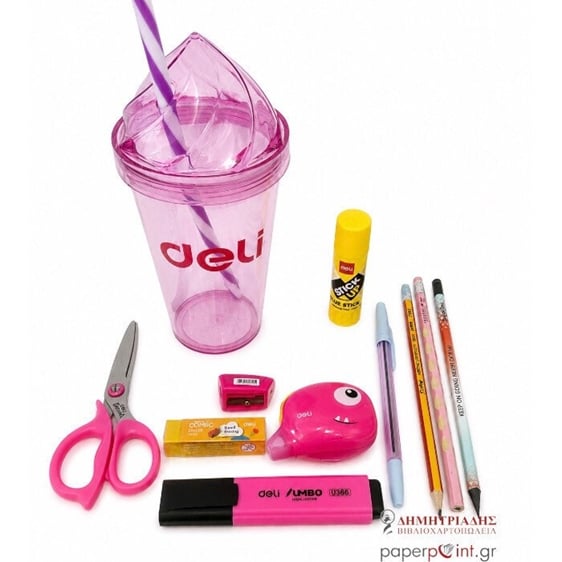 Deli Σχολικό σετ σε Ποτήρι 10τμχ. Back to School Ροζ 097801