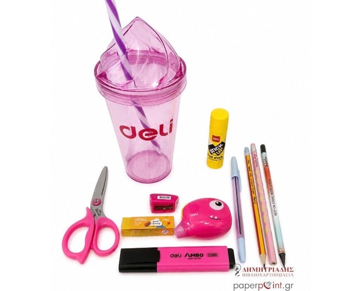 Deli Σχολικό σετ σε Ποτήρι 10τμχ. Back to School Ροζ 097801