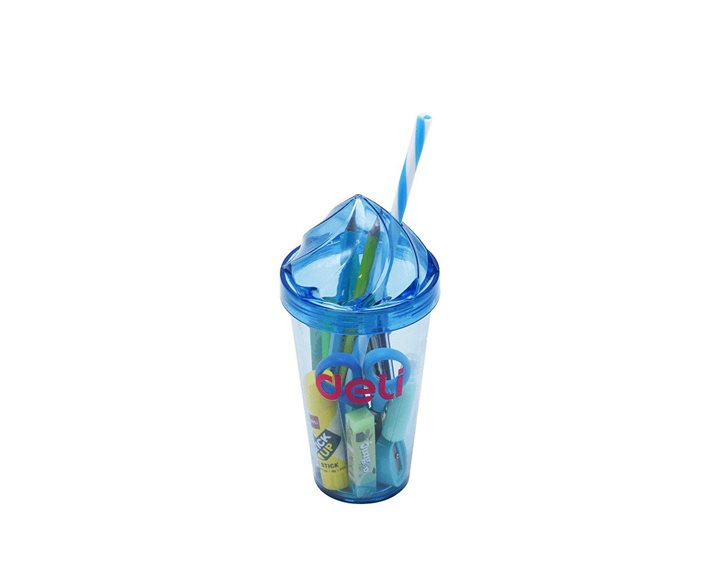 Deli Σχολικό σετ σε Ποτήρι 10τμχ. Back to School Μπλε 097818