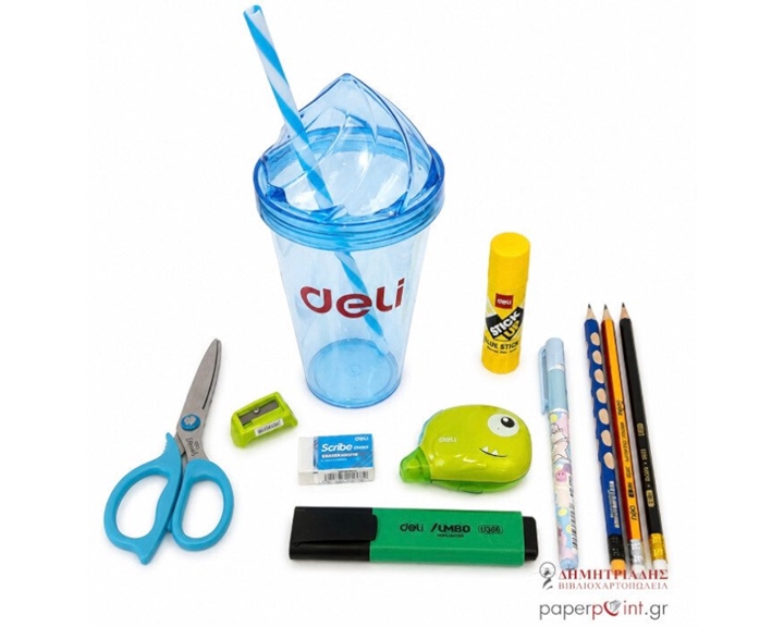 Deli Σχολικό σετ σε Ποτήρι 10τμχ. Back to School Μπλε 097818