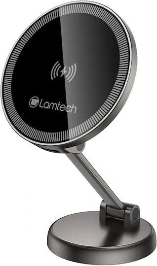 Lamtech Foldable Magnetic Metallic Car Holder & Wireless Charger 15w