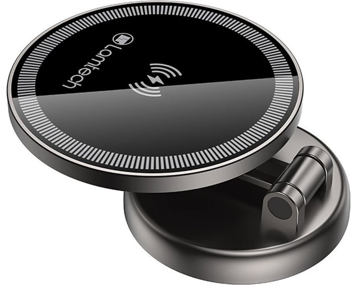 Lamtech Foldable Magnetic Metallic Car Holder & Wireless Charger 15w
