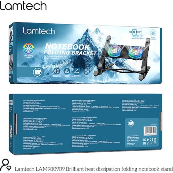 Lamtech Notebook Rgb Metal Folding Bracket 17.3'' Black