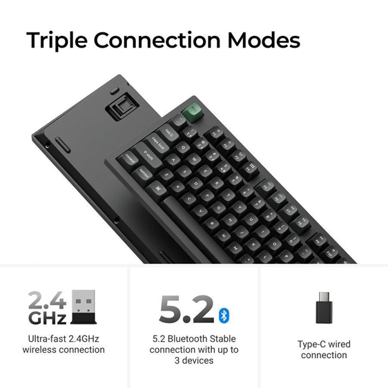 Keychron K10 Ultra (K10U-H1) ZMK Wireless 8K Mechanical Keyboard Red Switch (Hot-Swap) 100% Us Lay