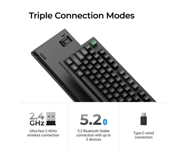 Keychron K10 Ultra (K10U-H3) ZMK Wireless 8K Mechanical Keyboard Brown Switch (Hot-Swap) 100% Us Lay