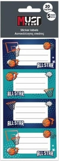 Ετικέτες Αυτοκόλλητες 20τμχ 5φύλλα Basketaball  000586899