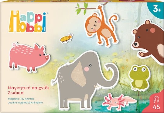 HappiHobbi Μαγνητικό Παιχνίδι Κατασκευών Ζωάκια για Παιδιά 3+ Ετών