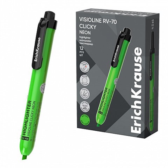 Μαρκαδόρος Υπογράμμισης Erichkrause Visioline RV-70 Clicky Neon Green 65579