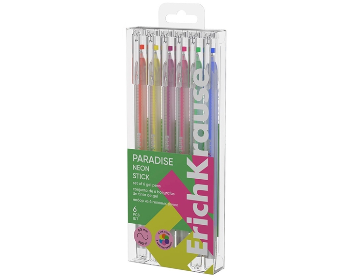 Στυλό Gel ErichKrause Paradise Stick Neon 0.6mm 6τμχ. 61309