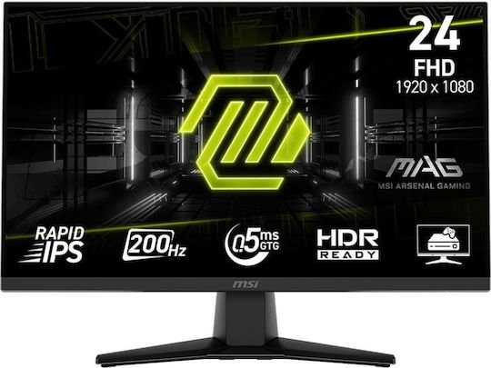MSI MONITOR GAMING MAG 242F, FLAT IPS FHD, 24", 16:9, 300CD/M2, 100.000.000:1, 0.5MS, 200Hz, 1920x1080, HDMI/ DP/ HP OUT, TILT, BLACK, 3YW.