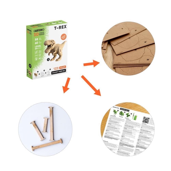 Cartonic 3D Trio Puzzle Eco 3 Δεινοσαυράκια