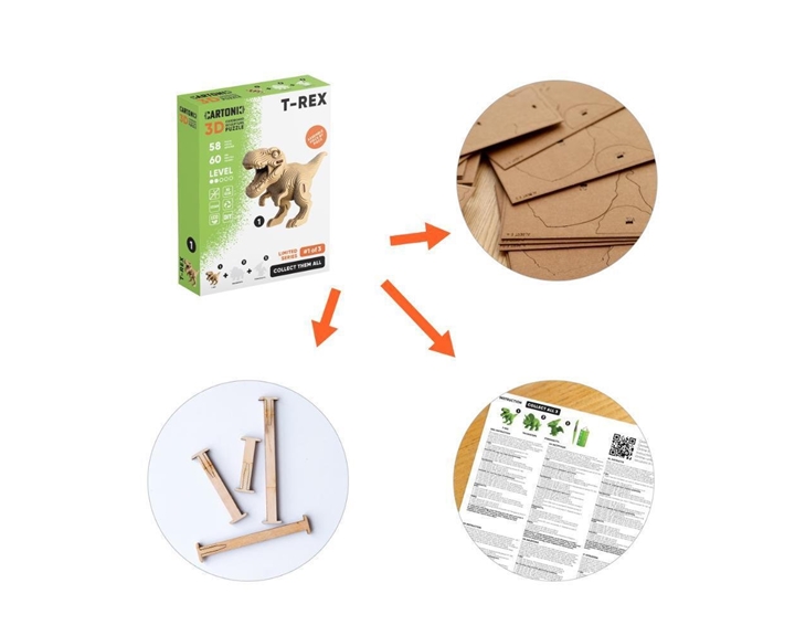 Cartonic 3D Trio Puzzle Eco 3 Δεινοσαυράκια