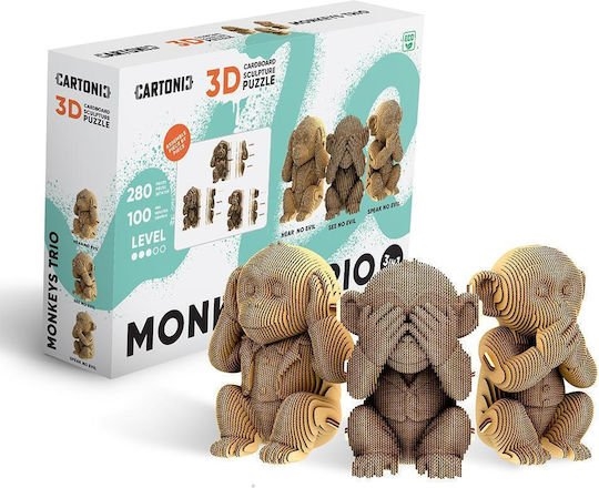 Cartonic 3D Trio Puzzle Eco 3 Πιθηκάκια